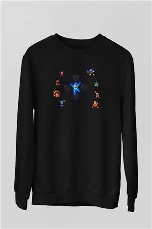 Mega Man Siyah Unisex  Sweatshirt