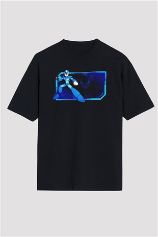 Mega Man Siyah Oversize Tişört