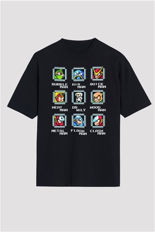 Mega Man Siyah Oversize Tişört