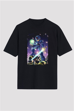 Mega Man Siyah Oversize Tişört Oversize T-shirt