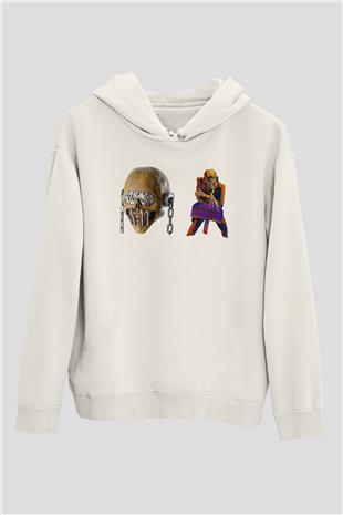 Megadeth Baskılı Beyaz Unisex Kapüşonlu Sweatshirt