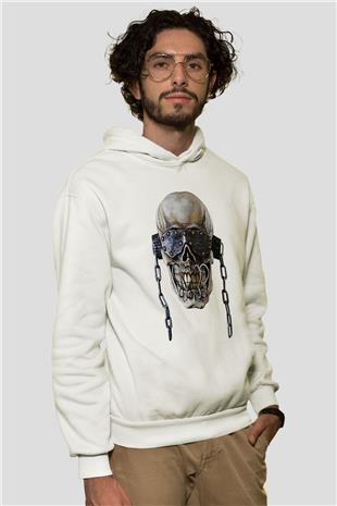 Megadeth Baskılı Beyaz Unisex Kapüşonlu Sweatshirt