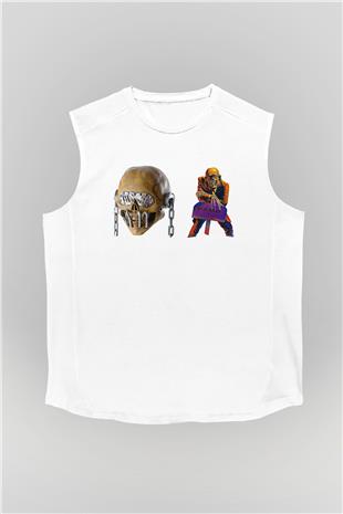 Megadeth Baskılı Beyaz Unisex Kolsuz Tişört - Tshirt