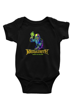 Megadeth Baskılı Unisex Siyah Bebek Body - Zıbın