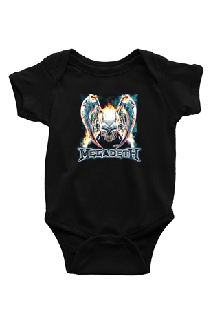 Megadeth Baskılı Unisex Siyah Bebek Body - Zıbın