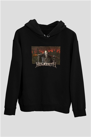 Megadeth Baskılı Unisex Siyah Kapüşonlu Sweatshirt