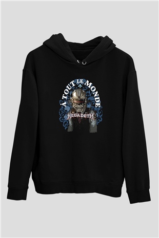Megadeth Baskılı Unisex Siyah Kapüşonlu Sweatshirt