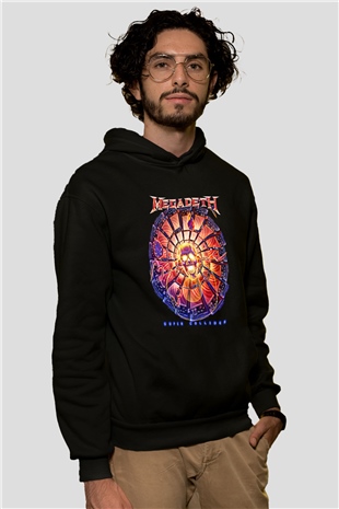 Megadeth Baskılı Unisex Siyah Kapüşonlu Sweatshirt