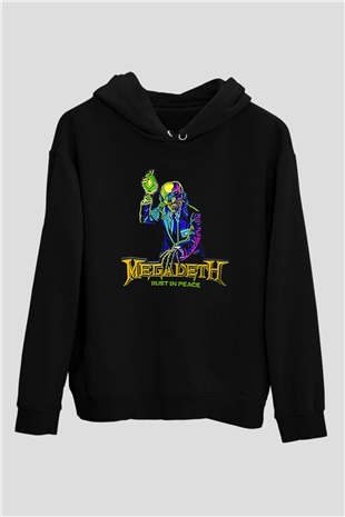 Megadeth Baskılı Unisex Siyah Kapüşonlu Sweatshirt