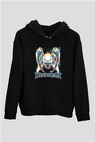 Megadeth Baskılı Unisex Siyah Kapüşonlu Sweatshirt