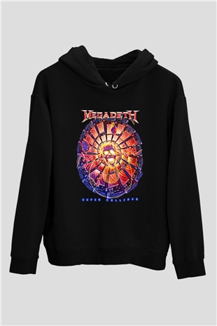 Megadeth Baskılı Unisex Siyah Kapüşonlu Sweatshirt