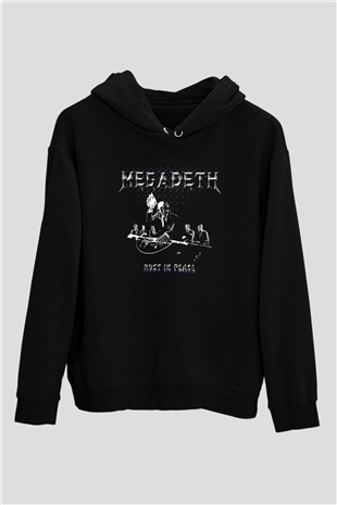 Megadeth Baskılı Unisex Siyah Kapüşonlu Sweatshirt