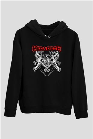 Megadeth Baskılı Unisex Siyah Kapüşonlu Sweatshirt