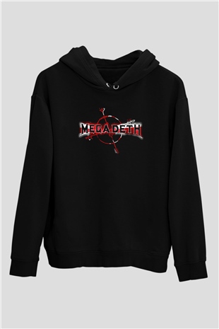 Megadeth Baskılı Unisex Siyah Kapüşonlu Sweatshirt