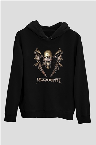 Megadeth Baskılı Unisex Siyah Kapüşonlu Sweatshirt