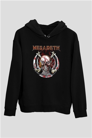 Megadeth Baskılı Unisex Siyah Kapüşonlu Sweatshirt