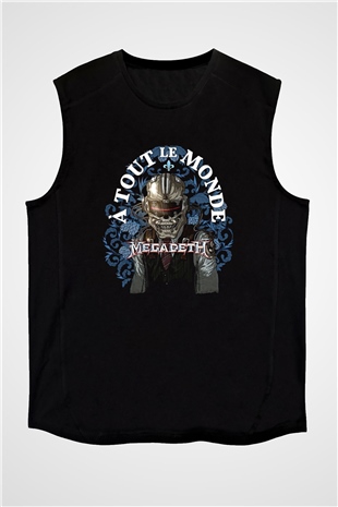 Megadeth Baskılı Unisex Siyah Kolsuz Tişört - Tshirt