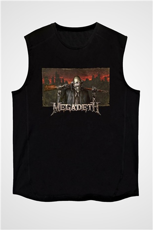 Megadeth Baskılı Unisex Siyah Kolsuz Tişört - Tshirt