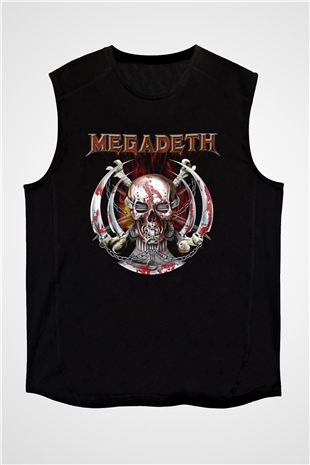 Megadeth Baskılı Unisex Siyah Kolsuz Tişört - Tshirt