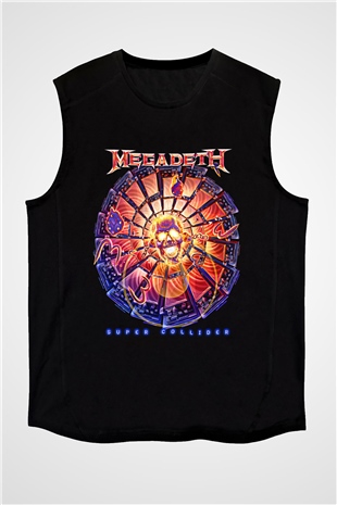 Megadeth Baskılı Unisex Siyah Kolsuz Tişört - Tshirt