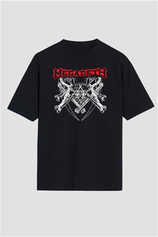 Megadeth Baskılı Unisex Siyah Oversize Tişört - Tshirt
