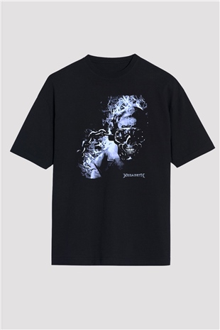 Megadeth Baskılı Unisex Siyah Oversize Tişört - Tshirt