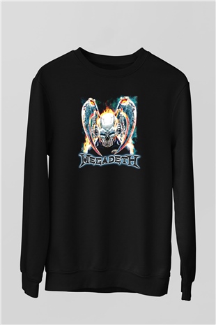Megadeth Baskılı Unisex Siyah Sweatshirt