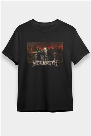 Megadeth Baskılı Unisex Siyah Tişört - Tshirt