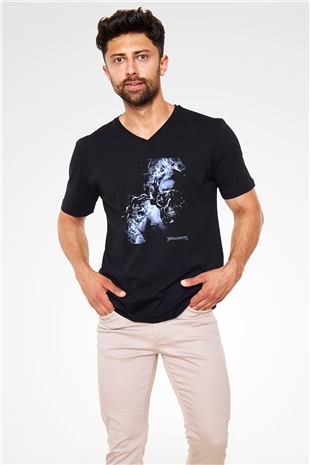 Megadeth Baskılı Unisex Siyah V Yaka Tişört - Tshirt