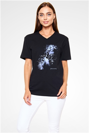Megadeth Baskılı Unisex Siyah V Yaka Tişört - Tshirt