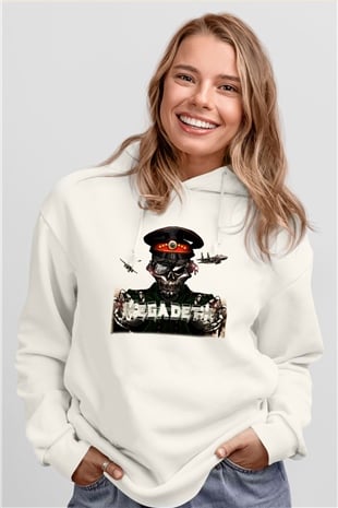 Megadeth Beyaz Unisex Kapşonlu Sweatshirt