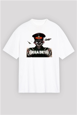 Megadeth Beyaz Unisex Oversize Tişört T-Shirt
