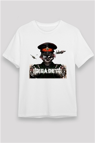 Megadeth Beyaz Unisex Tişört T-Shirt - TişörtFabrikası