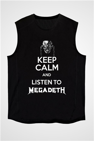 Megadeth Keep Calm And Listen To Megadeth Siyah Unisex Kolsuz Tişört