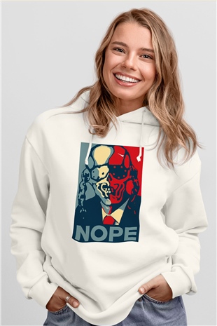 Megadeth Nope Beyaz Unisex Kapşonlu Sweatshirt