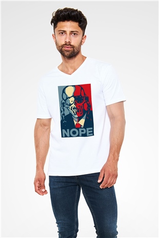 Megadeth Nope Beyaz Unisex V Yaka Tişört T-Shirt