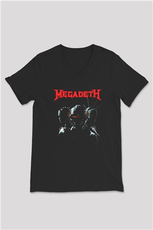 Megadeth Siyah Unisex V Yaka Tişört