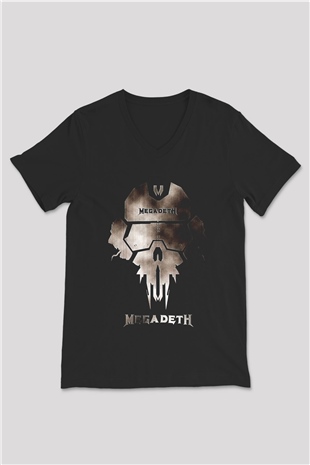 Megadeth Siyah Unisex V Yaka Tişört T-Shirt