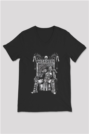 Megadeth Siyah Unisex V Yaka Tişört T-Shirt
