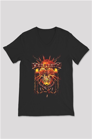 Megadeth Siyah Unisex V Yaka Tişört T-Shirt