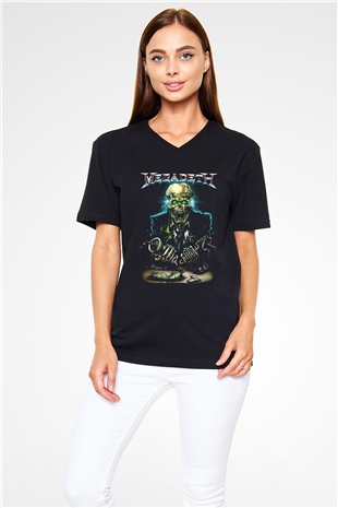 Megadeth Siyah Unisex V Yaka Tişört T-Shirt