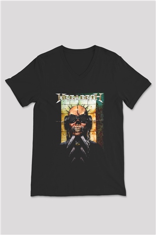 Megadeth Siyah Unisex V Yaka Tişört T-Shirt