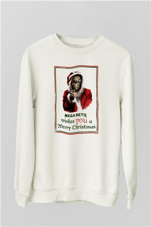 Megadeth Wishes You A Merry Christmas Beyaz Unisex Sweatshirt