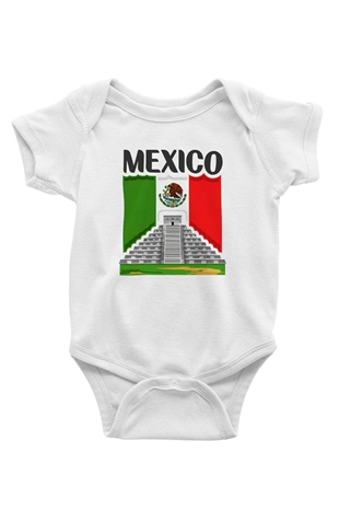 Meksika Baskılı Beyaz Unisex Bebek Body - Zıbın