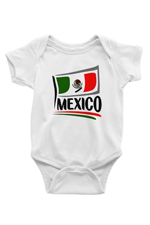 Meksika Baskılı Beyaz Unisex Bebek Body - Zıbın