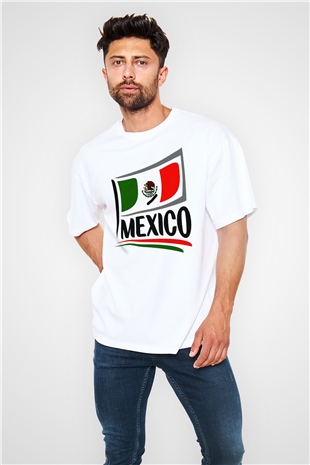 Meksika Beyaz Unisex Oversize Tişört T-Shirt