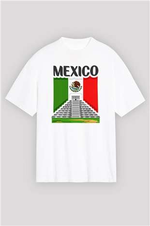 Meksika Beyaz Unisex Oversize Tişört T-Shirt