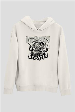 Melvins Baskılı Beyaz Unisex Kapüşonlu Sweatshirt