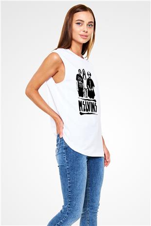 Melvins Baskılı Beyaz Unisex Kolsuz Tişört - Tshirt