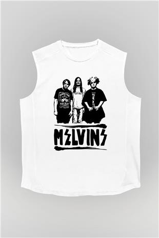 Melvins Baskılı Beyaz Unisex Kolsuz Tişört - Tshirt